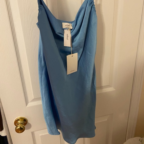 Blue Aritzia cowl- neck mini dress for sale (never been worn & tag is still on) - Picture 2 of 2